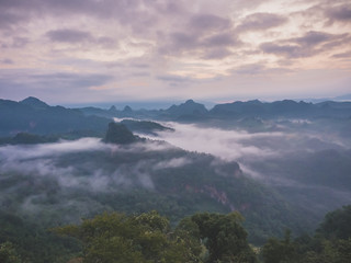 Mist over the morning peak in Mae Hong Son Province, Thailand