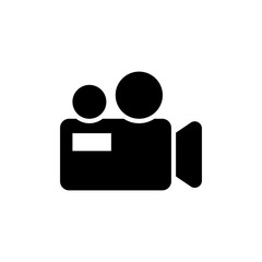 Movie Camera Vector Glyph Icon, Solid Style.
