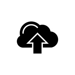 Cloud Upload Vector Glyph Icon, Solid Style.