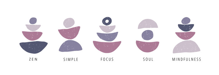 Focus, pause, moment flat vector posters set