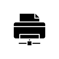 Network Printer Vector Glyph Icon, Solid Style.