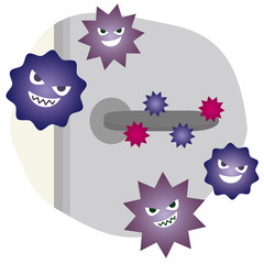 菌やウイルスが付いたドアノブ