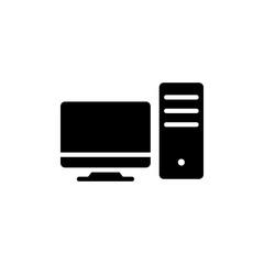Computer Vector Glyph Icon, Solid Style.