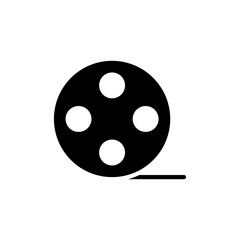 Film Reel Vector Glyph Icon, Solid Style.