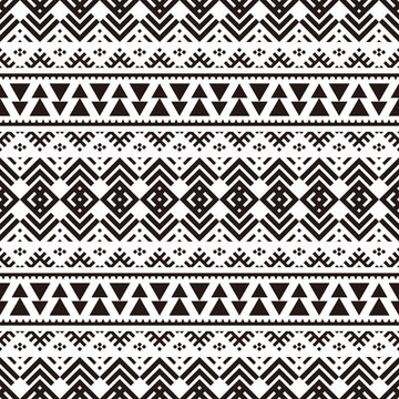 Seamless Etnic Pattern in black and white color. BW Tribal Aztec Pattern