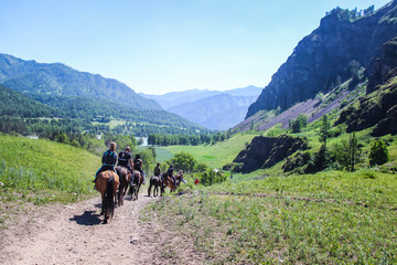 Fototapeta na wymiar Altay beautiful landscapes and horse ride Chemal