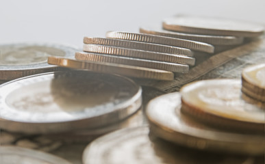 Saving money. Stack of coins for money saving