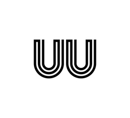 Initial two letter black line shape logo vector UU