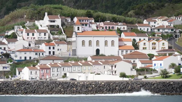 village coast line green pasture field sao miguel azores portugal
