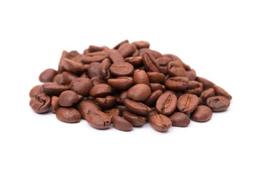 Coffee beans isolated on a white background area for copy space.