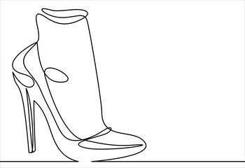 Women's high-heeled shoes. Vector line icon-continuous line drawing