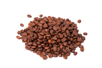 Coffee beans isolated on a white background area for copy space.