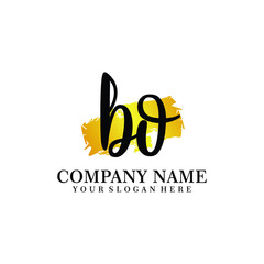 letter BO handwriting Black color logo, and elegant gold brush template