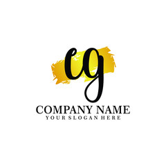 letter CG handwriting Black color logo, and elegant gold brush template