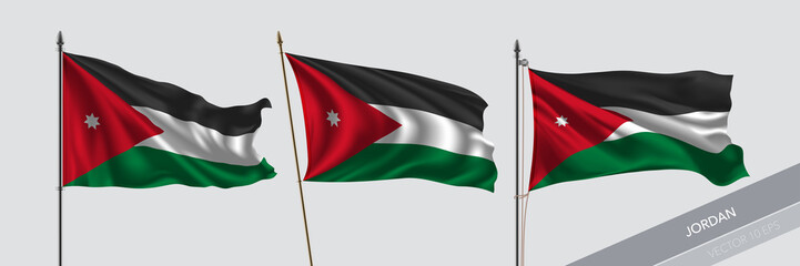 Set of Jordan waving flag on isolated background vector illustration