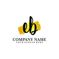 letter EB handwriting Black color logo, and elegant gold brush template