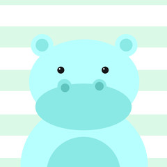 Hippo cute graphic for baby room