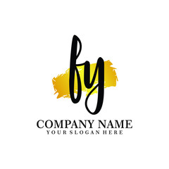 letter FY handwriting Black color logo, and elegant gold brush template