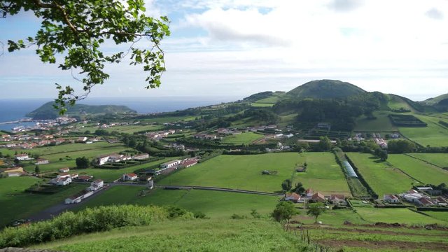 beautiful green pasture fields faial azores portugal 4k