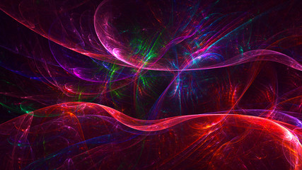 3D rendering abstract red fractal light background