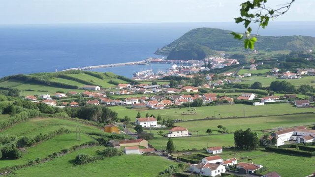 beautiful green pasture fields faial azores portugal 4k