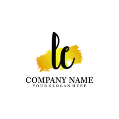 letter LC handwriting Black color logo, and elegant gold brush template