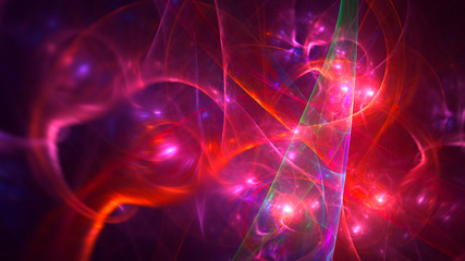 3D rendering abstract red fractal light background