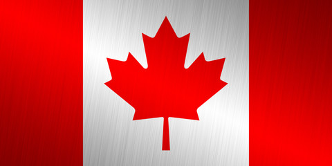 Obraz premium Flag of Canada in traditional colors and proportion. Metal texture. 3D rendering