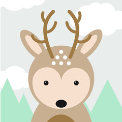 Deer cute animal baby room graphic