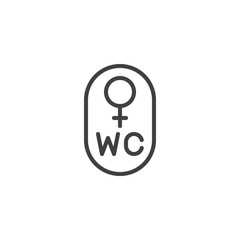 Female toilet line icon. linear style sign for mobile concept and web design. Lady WC outline vector icon. Symbol, logo illustration. Vector graphics