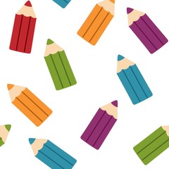 Back to school pattern with pencils. Colorful and bright. Great for apparel design, stationery, wrapping paper.
