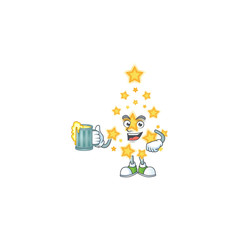 Happy christmas star holding a glass of beer