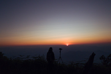 Fototapeta premium landscape mountains forests sky in the evening