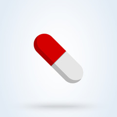 capsule healthcare, red flat icon. Simple vector modern design illustration.