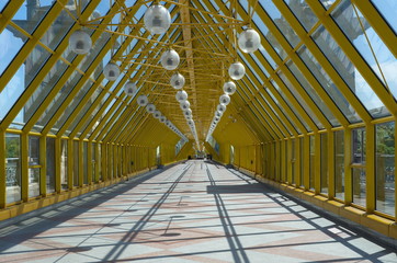 Pedestrian Pushkinsky (Andreevsky) bridge in Moscow, Russia