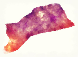 Sabha district watercolor map of Libya