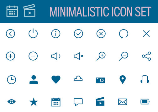 Isolated Minimalistic Mobile Icon Set, Flat Vector Icons