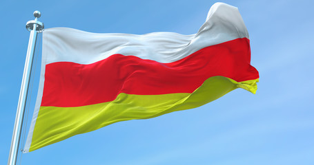 3D Rendering South Ossetia national Flag textile cloth fabric waving on the top -Illustration