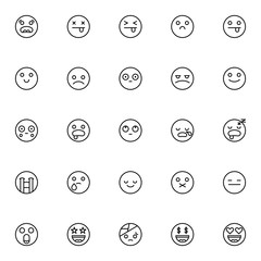 25 Emoji face Icons 2 Outline 64