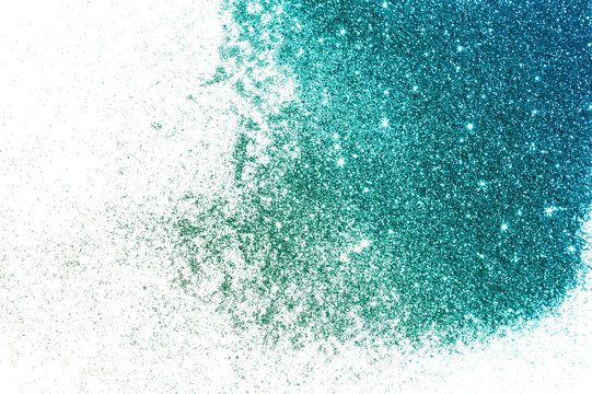 Blue glitter sparkles on white background in vintage colors