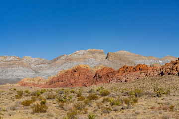 Winter snowy landscape of the famous Red Rock Canyon