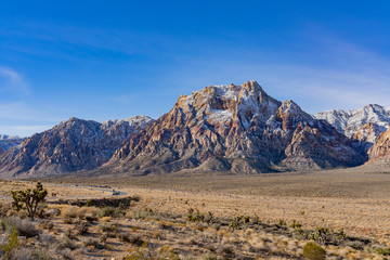Plakat Winter snowy landscape of the famous Red Rock Canyon