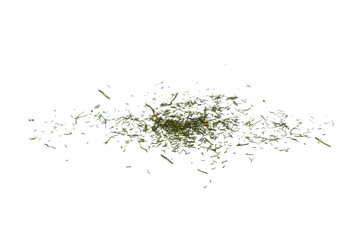 Spice Dried dill isolated. Pile of dried dill seasoning isolated over the white background.