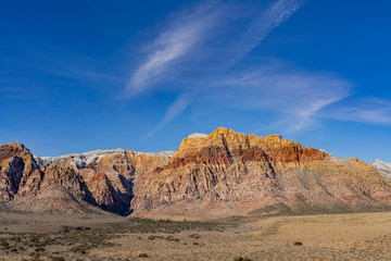 Winter snowy landscape of the famous Red Rock Canyon