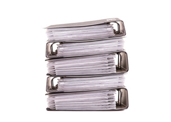 Folders with documents isolate on a white background. A stack of office documents in folders.
