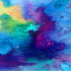 Watercolor abstract bright colorful textural background handmade . Painting of underwater world of coral reef. Modern sea scape