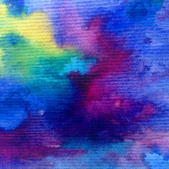Watercolor abstract bright colorful textural background handmade . Painting of underwater world of coral reef. Modern sea scape