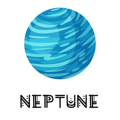 Stylized planet Neptune isolated cartoon vector image. Astronomic logo image. Media glyph icon