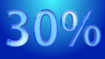 30 Percent Discount Text 3D Illustration