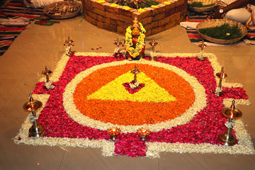 Floral carpet for religious ceremony